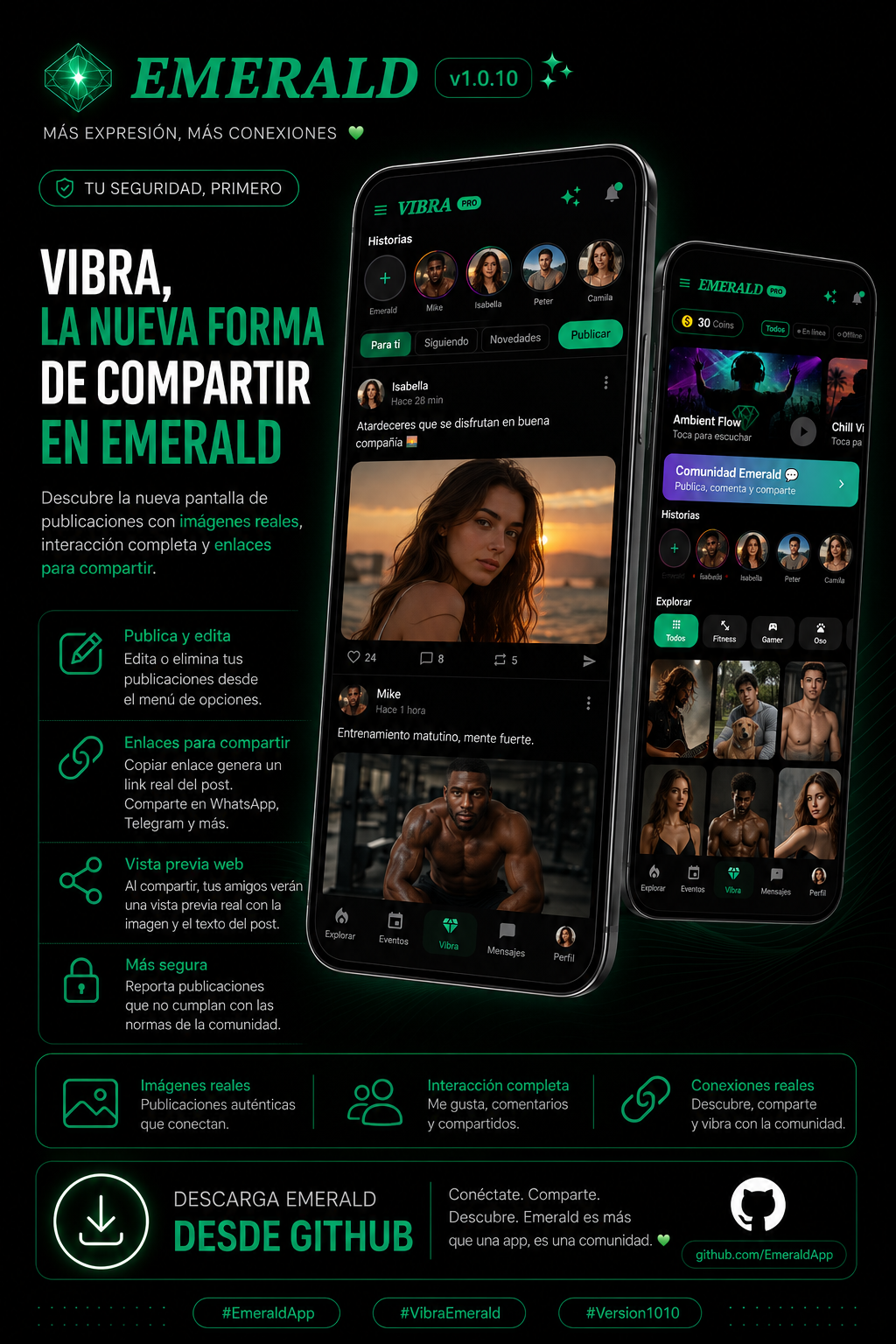 Emerald v1.0.10 — Vibra, la nueva forma de compartir
