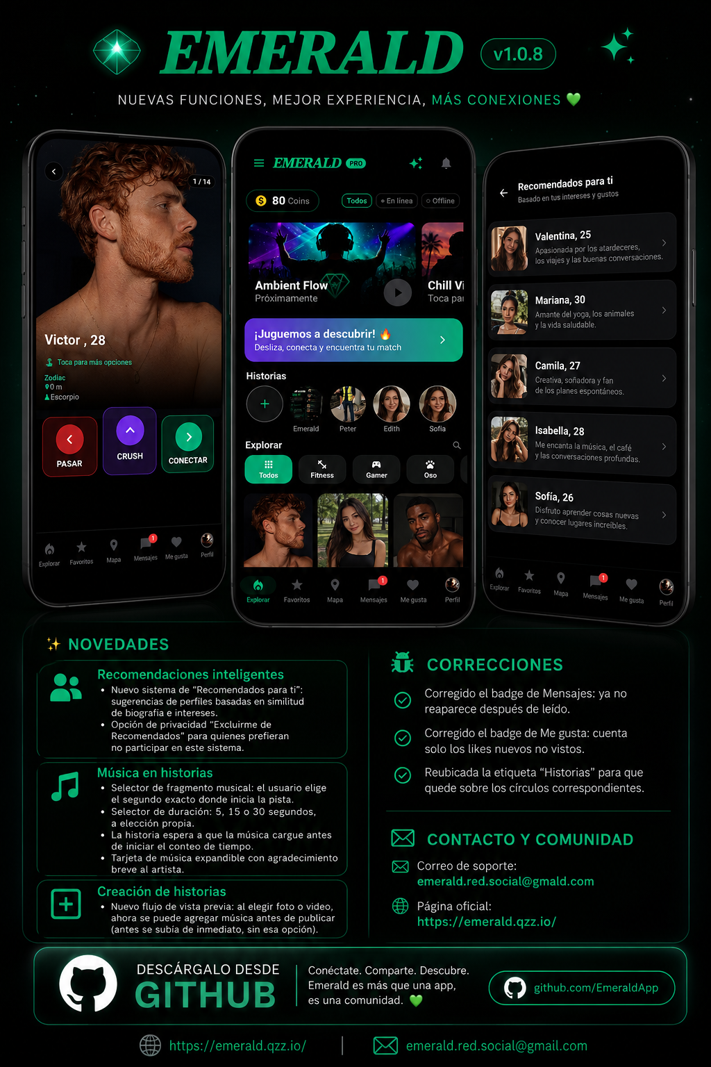 Emerald v1.0.8 — Novedades y correcciones