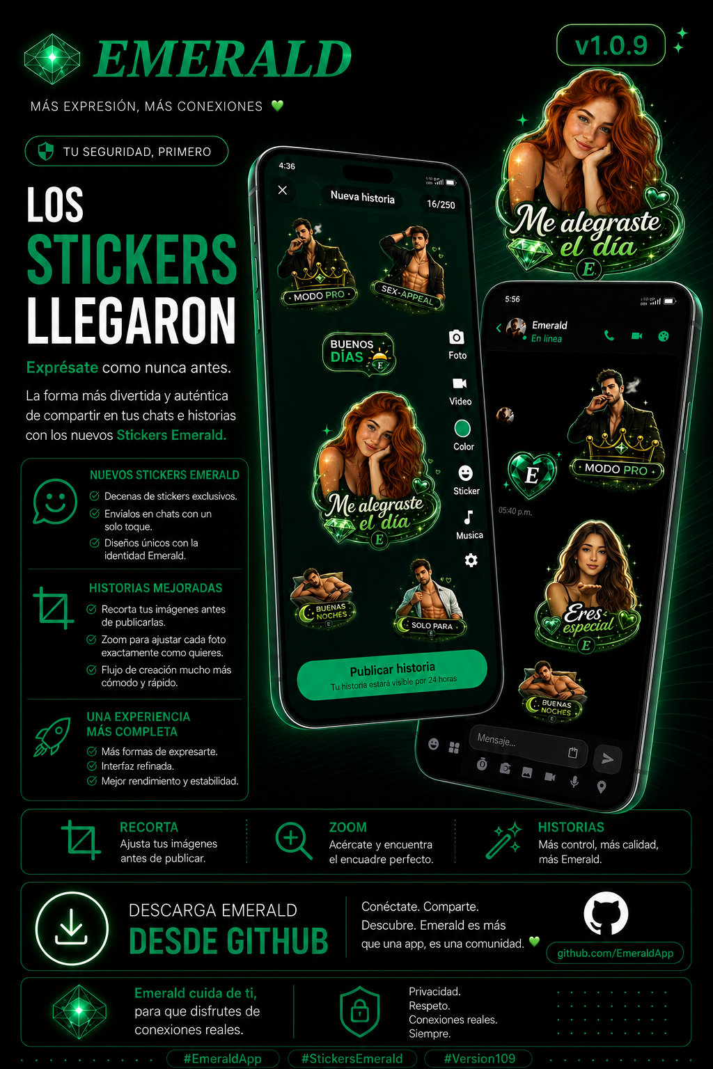 Emerald v1.0.9 — Los Stickers llegaron